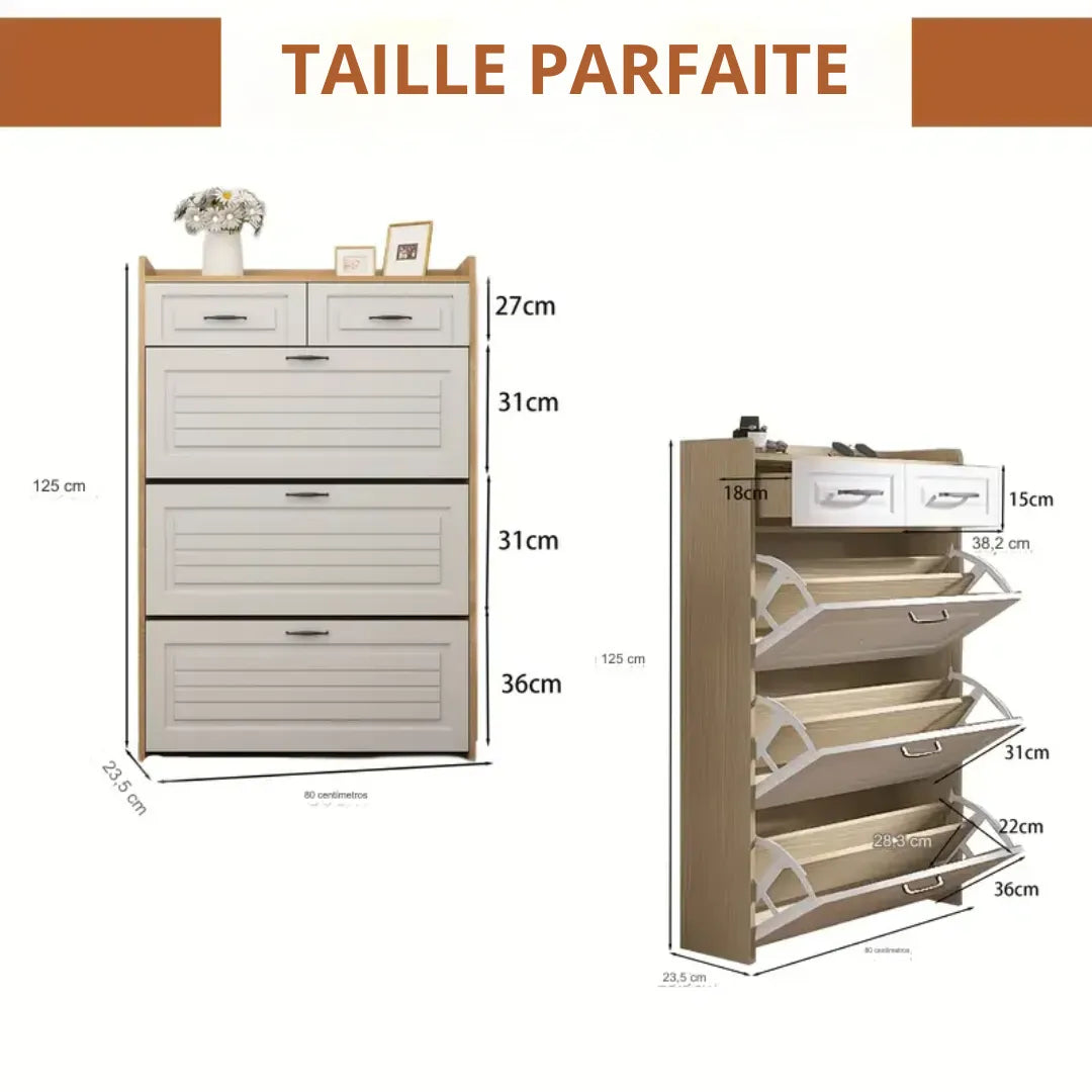 Armoire à Chaussures avec 3 Portes et 2 Tiroirs