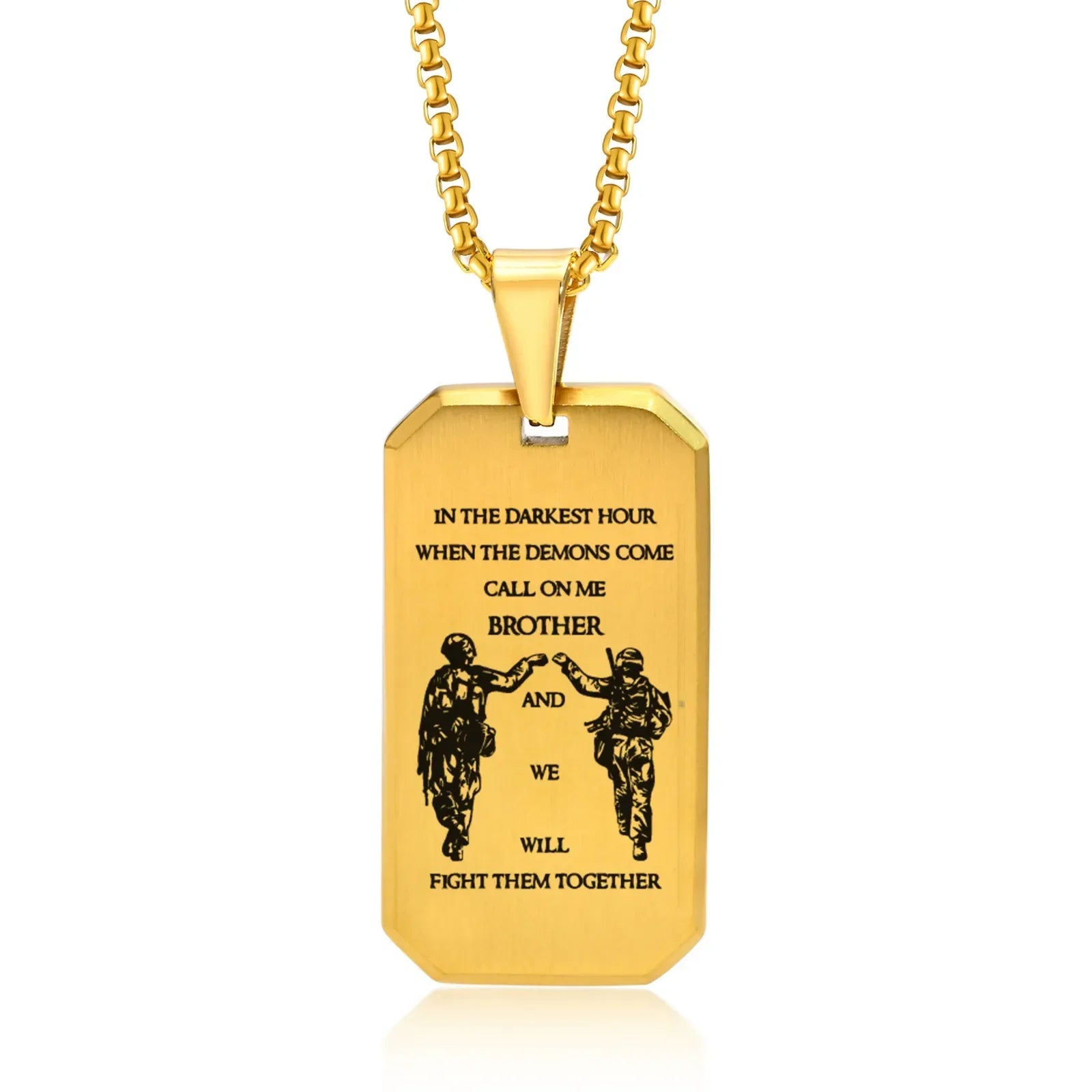 BrotherBond | Symbolisez la fraternité éternelle avec une plaque d'identité personnalisable et intemporelle.