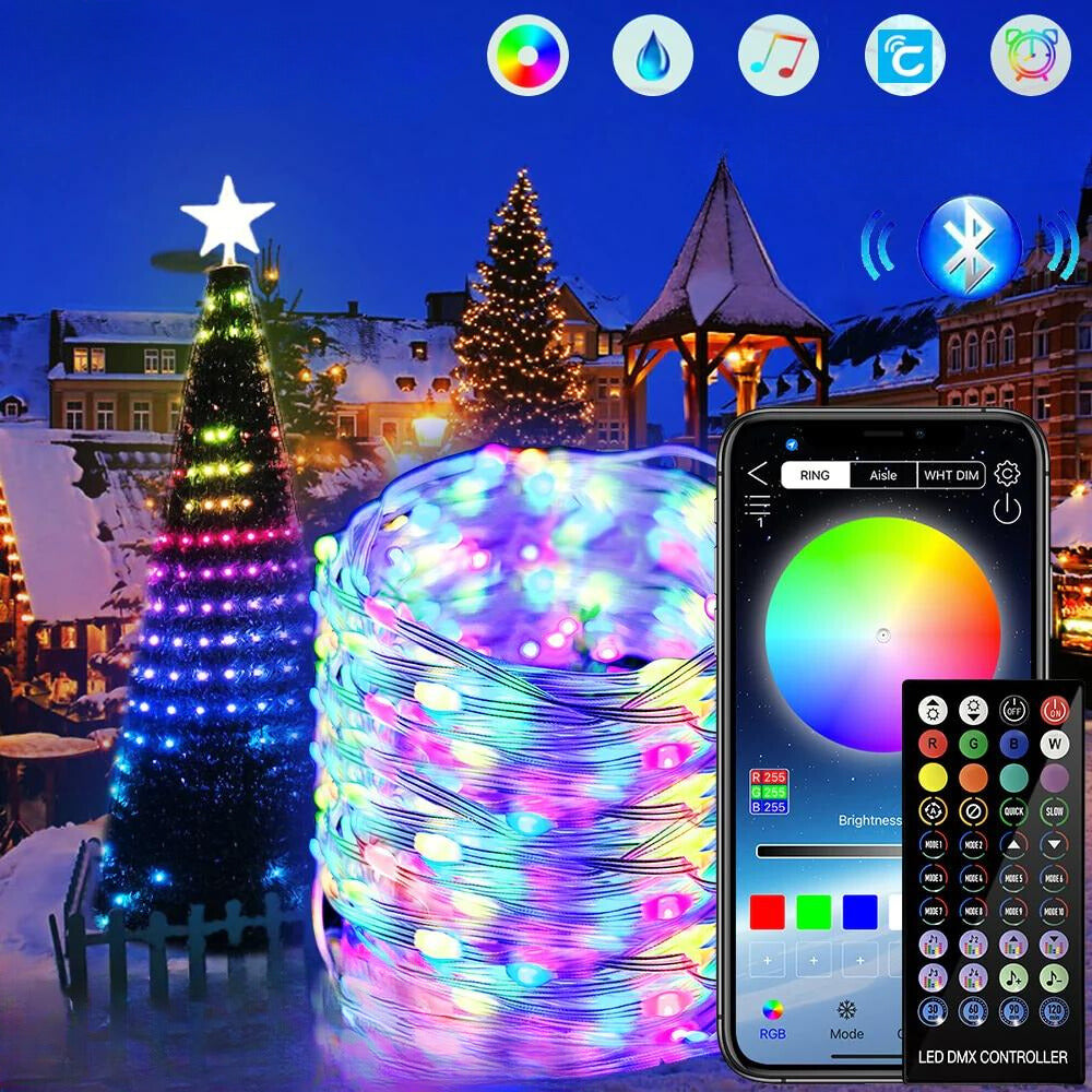 RadiantGlow | Émerveillez vos invités avec ces lumières de Noël uniques | Télécommande et application incluses.